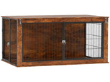 46.46'' Dog Crate Furniture with Openable Top, Two Lockable Doors, for Extra Large Dogs, Rustic T3398P425265