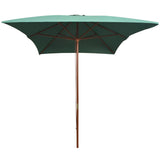 Garden Parasol 200x300 cm Wooden Pole Green 42959