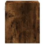 ZNTS Wall-mounted Bedside Cabinet with LED Lights Smoked Oak 852069