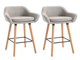 Set of 2 Bar Stools Modern Upholstered Seat Bar Chairs w/ Metal Frame, Solid Wood Legs Living Room T3398P328157