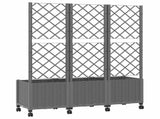 Garden Planter with Trellis&Wheels Light Grey 120 x 40 x 146 cm 3423059