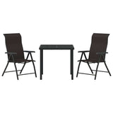 Garden Dining Set 3 pcs Black Coffee Powder-Coated Steel 3379268