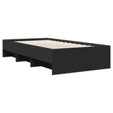 ZNTS Bed Frame without Mattress Black 75x190 cm Small Single Engineered Wood 3295710