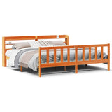 Bed Frame with Headboard without Mattress Wax Brown 200x200 cm 3306602