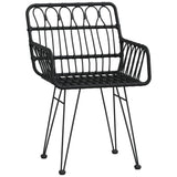 9 Piece Garden Dining Set Black Poly Rattan 3157858