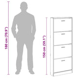 Shoe Cabinet Black 59x17x150 cm Engineered Wood 342520