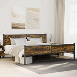 Metal Bed Frame without Mattress Smoked Oak 200x200 cm 3301390