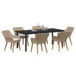 Garden Dining Set with Cushion 7 pcs Beige Poly Rattan 3261703