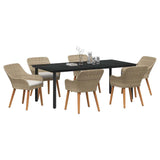 Garden Dining Set with Cushion 7 pcs Beige Poly Rattan 3261703