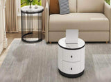 High Gloss Modern Round Nesting Coffee with Marble Pattern Top, White & Black Nesting Coffee N605P178412Z