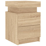 ZNTS Bedside Cabinet with LED Lights Sonoma Oak 35x39x55 cm 836753