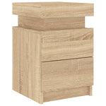 ZNTS Bedside Cabinets with LED Lights 2 pcs Sonoma Oak 35x39x55 cm 836754