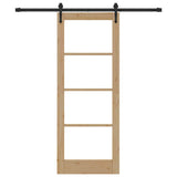 Sliding Door Natural 78 x 202 cm Solid Pine Wood and Glass 3332327