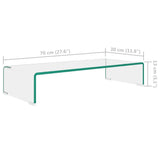ZNTS TV Stand/Monitor Riser Glass Clear 70x30x13 cm 244128
