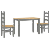 ZNTS 3 Piece Dining Set Panama Grey Solid Wood Pine 3345195