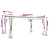 Gazebo with Mesh Walls Taupe 4x3 m Steel 4003913