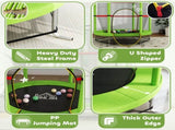 Kids Trampoline, with Enclosure Net, Steel Frame, for Ages 3-6 Years - Green T3398P348069