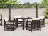 Garden Dining Set 5 pcs Brown Poly Rattan 3380629