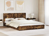 Bed Frame with Storage and Headboard Smoked Oak 160 x 200 cm 3414369