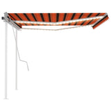 ZNTS Manual Retractable Awning with LED 4.5x3 m Orange and Brown 3069965