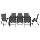 Garden Dining Set 9 pcs Grey Powder-Coated Steel 3379281