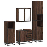 4 Piece Bathroom Furniture Set Brown Oak Engineered Wood 3301199