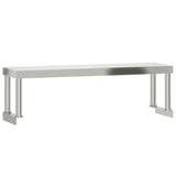 Kitchen Work Table with Overshelf 110x30x120 cm Stainless Steel 3208894