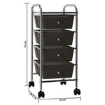 ZNTS 4-Drawer Mobile Storage Trolley Black Plastic 320398