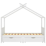Kids Bed Frame with Drawers White Solid Pine Wood 90x200 cm 322150
