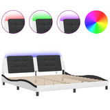 Bed Frame with LED without Mattress "Zadar" White and Black 200x200 cm 3214137