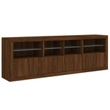Sideboard with LED Lights Brown Oak 202x37x67 cm 3209015