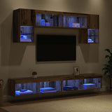 TV Wall Units with LED 6 pcs Old Wood Engineered Wood 3402962