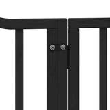 Dog Gate with Door Foldable 8 Panels Black 640 cm Poplar Wood 3155626