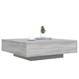 ZNTS Coffee Table with LED Lights Grey Sonoma 100x100x31 cm 836607