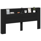 Storage Headboard with LED Black Engineered Wood 3418694
