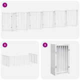 Dog Gate with Door Foldable 12 Panels White 600 cm Poplar Wood 3155707