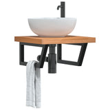 Basin Shelf Wall Mounted Steel and Solid Wood Beech 3302431