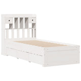 Bookcase Bed without Mattress White 75x190 cm Small Single Solid Wood Pine 3308985