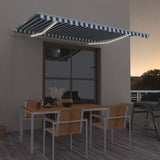 Manual Retractable Awning with LED 400x300 cm Blue and White 3068901
