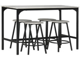 Five-Piece Industrial-Style Bar Table Set - Grey/Black T3398P342416