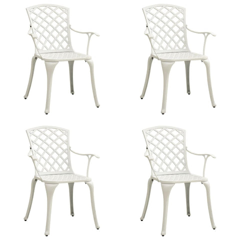 ZNTS Garden Chairs 4 pcs Cast Aluminium White 315575