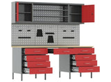 Work Cabinet 7 pcs Red and Grey Engineered Wood and Steel 3321461