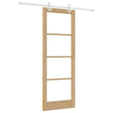 Sliding Door Natural 78 x 211 cm Solid Pine Wood and Glass 3332217