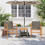 Garden Chairs 2 pcs Grey Poly Rattan&Solid Wood 368709