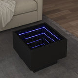 ZNTS Side Table with LED Black 40x40x30 cm Engineered Wood 847498