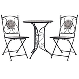 Mosaic Bistro Set Grey and Black Powder-coated iron and ceramic 279690