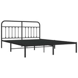 Bed Frame Black Steel Double Durable Bed Frame Rectangular 352583