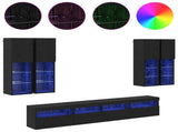 TV Wall Cabinet Set with LED Lights with LED 7 pcs Black Oak 3402796