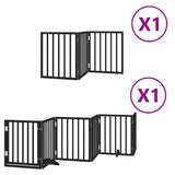 Dog Gate with Door Foldable 9 Panels Black 450 cm Poplar Wood 3155541