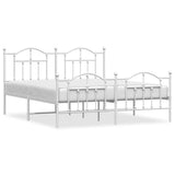 Metal Bed Frame without Mattress with Footboard White 183x213cm 353511